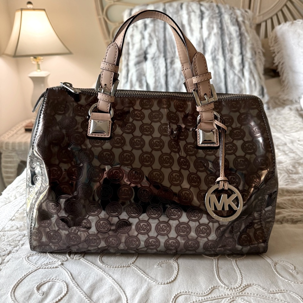 Michael Kors Nickel Mirror Large Speedy Bag